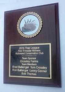 Trap League Award Plaque